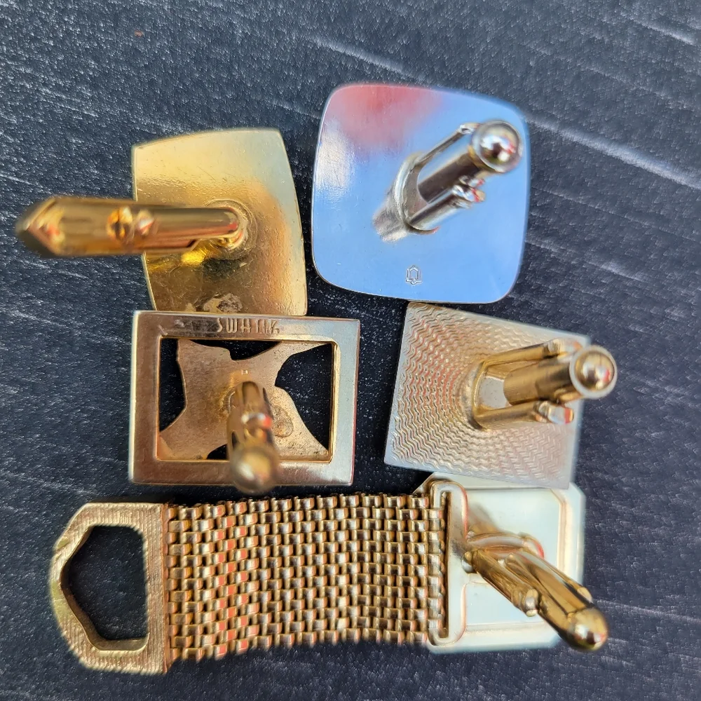 5 Non-Matching Vintage Cuff Links ~ MCM ~ Retro ~ Re-purpose ~ SWANK